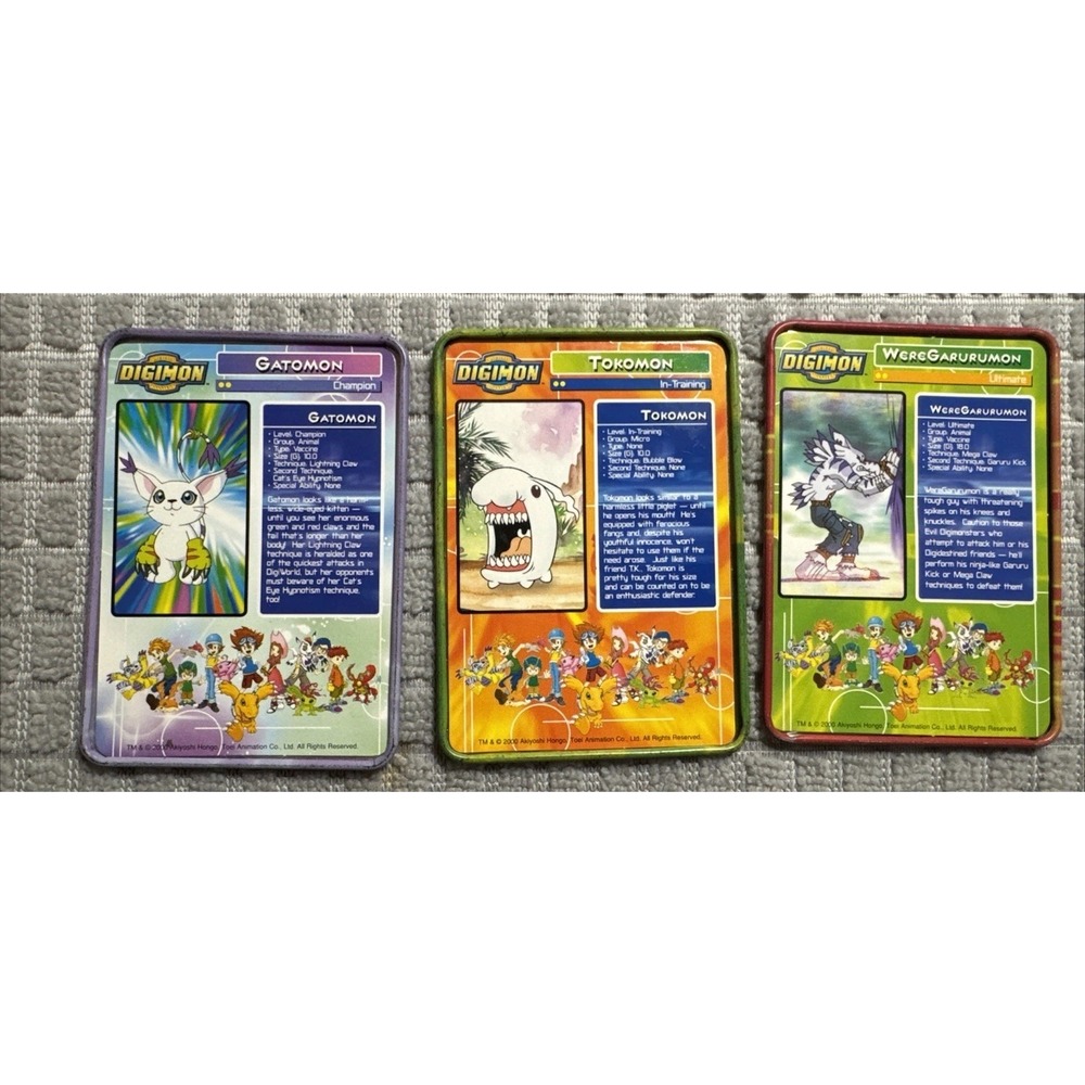 Lot Of 3 Vintage Digimon TacoBell Metal Promo Gatomon Tokomon WereGarurumon Card